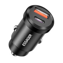 Încărcător auto USB C de mărimea degetului mare, design miniatural inovator pentru încărcare rapidă iPhone, Samsung, iPad, Pixel, carcasă din