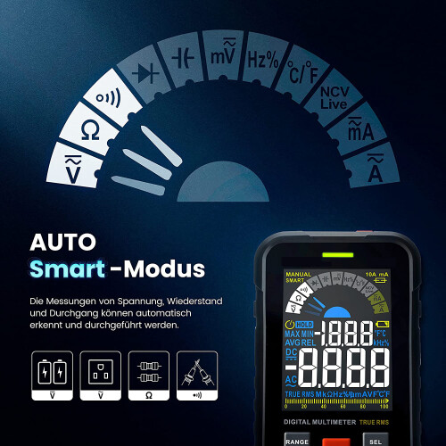 Multimeter Digital, Non-Contact Voltage Detection Live Wire Judgment Tool, High Precision Auto Ranging Electrical Tester for Resistance, Continuity, 2