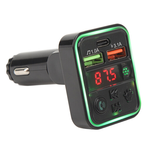 Wireless Car Transmitter 7 Colorful Lights Bluetooth FM Adapter for DC 12-24V 1