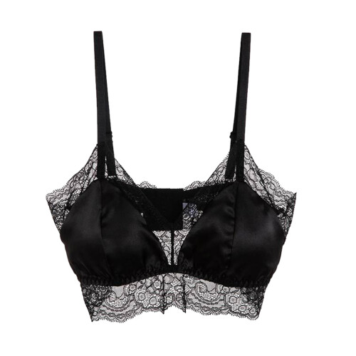 2Stk Schwarzer Drahtloser Damen Spitze