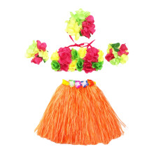 15Stk Hawaii Grass Skirt Set Tanzrock Blumenarmbänder Stirnband