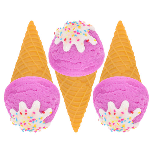 6Pcs PVC Fake Ice Cream Cone Models Rosy Decor Props 1