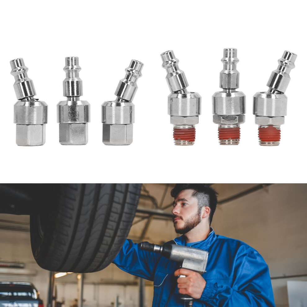 Durable 6Pcs Air Couplers 1/4" Npt Stainless Steel With 360 Rotation 4681369266908