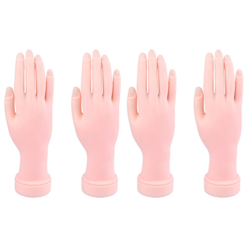 4Pcs Portable Pink Hand Model Nail Tips Insertable Manicure Tool 1