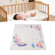 Floral Baby Milestone Blanket 39.4in Wide First Year Photo Prop