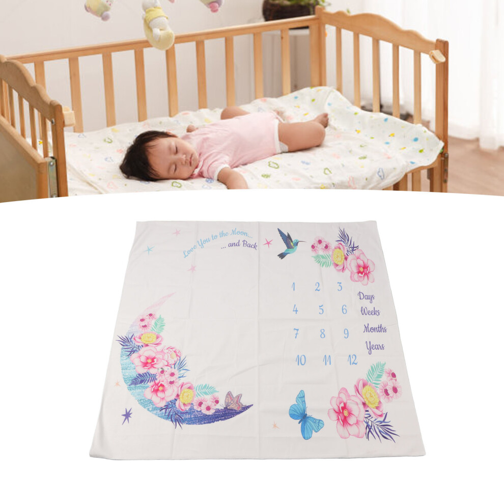 Floral Baby Milestone Blanket 39.4in Wide First Year Photo Prop