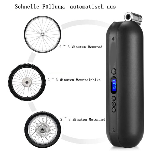 Φορητή αντλία αέρα I50PSI, ψηφιακή οθόνη LCD και αυτόματη απενεργοποίηση για ασφαλές 2