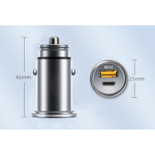 Compact Aluminum Alloy Car Charger, Super Fast PD Charging Car Adapter for USB-C Devices, Efficient Quick Charging for iPhone, Samsung, and More