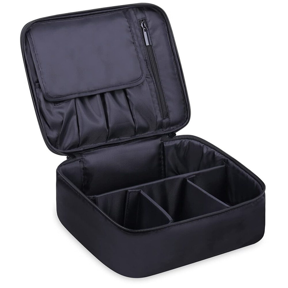 Portable Storage Bag With Flexible Compartments For Cosmetics, Lightweight Design Waterproof Interiors, Travel Makeup Case Adjustable Dividers For