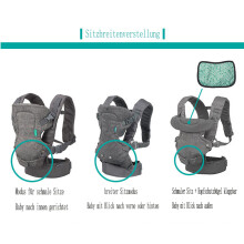 Portabebés ajustable, portabebés convertible para bebés de 3,5 a 14,5 kg, asiento ventral reducido, soporte de cinturón ancho, mezclilla, diseño
