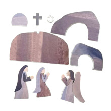 Ensemble de décoration en bois de la Nativité et de la Pâque avec Jésus, 13x7cm et 11,5x7cm