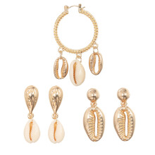 9Paare Alloy Muschel Ohrringe Damen Gold Glänzend Für Urlaub