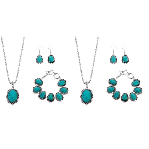 2Ud Turquesa Verde Joyería Collar Pendientes Brazalete 1