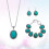 2Ud Turquesa Verde Joyería Collar Pendientes Brazalete 10
