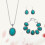 2Ud Turquesa Verde Joyería Collar Pendientes Brazalete 8