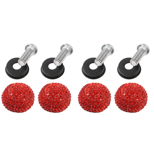 2Pcs Red Fasteners Nuts and Bolt for Car License Plate Replacement 1
