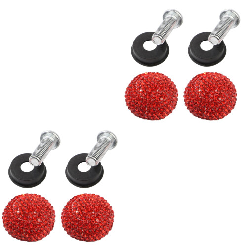 2Pcs Red Fasteners Nuts and Bolt for Car License Plate Replacement 2