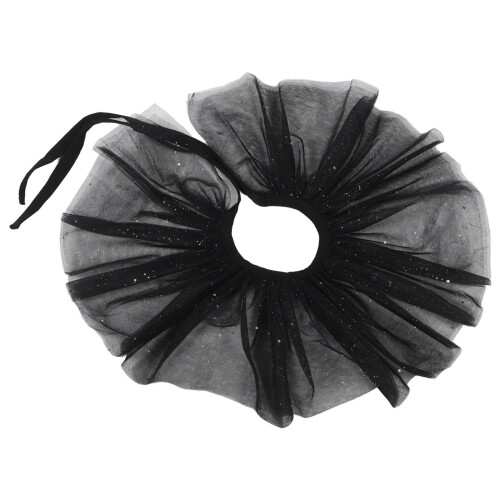 5Pcs Black Tulle Ruffle Clown Collar Glitter Mesh Neck Accessory 2