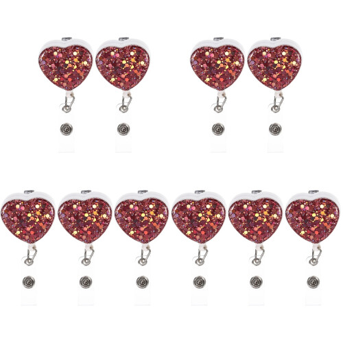 10Pcs Practical Pink Heart-Shaped Id Badge Holders for Work Use 1