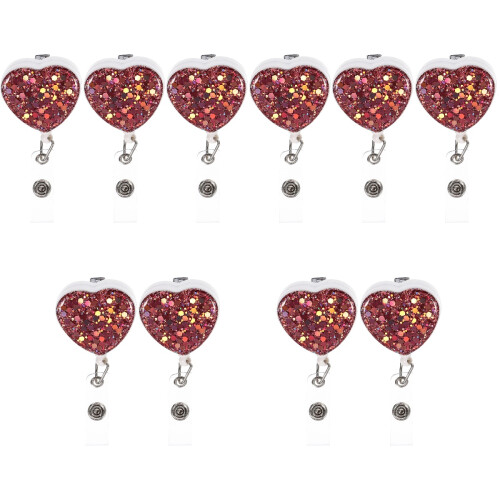 10Pcs Practical Pink Heart-Shaped Id Badge Holders for Work Use 2