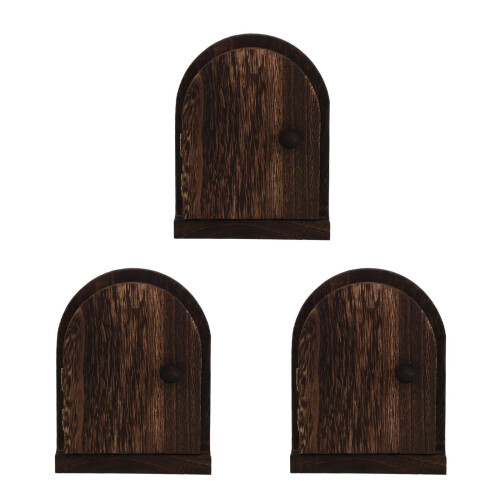 3Pcs Rustic Solid Wood Switch Cover Protective Outlet Plate Dark Brown 2