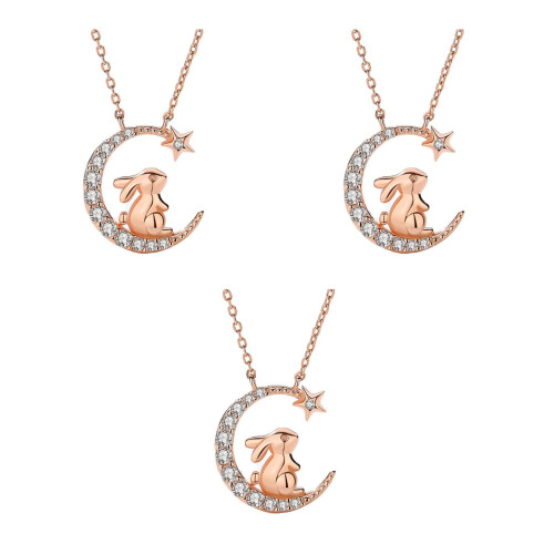 3Pz Collana S925 Oro Catena Con Ciondolo 2
