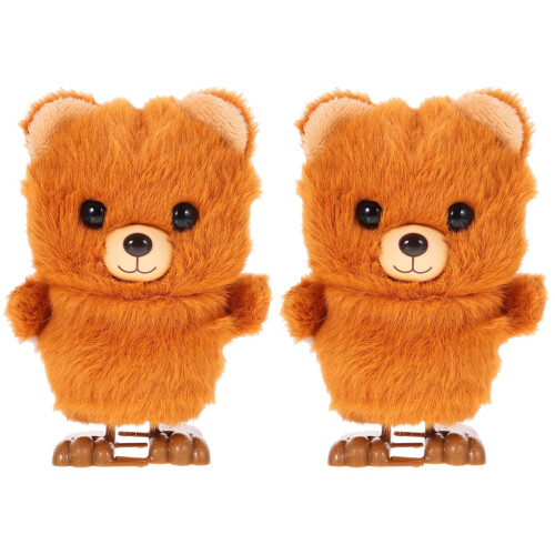 2Pz Gioco A Molla Orso Peluche Marrone Animale Per Bambini 2