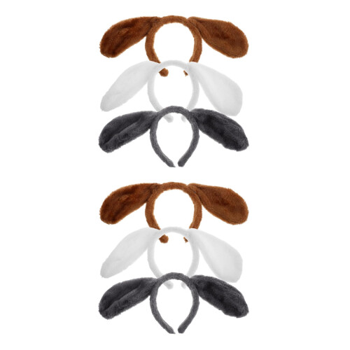 6Pz Fasce Peluche Con Orecchie Cane Colorate Per Bambini E Party 2