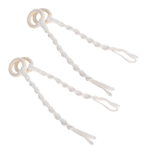 16Pz Porta Piante Macramè Cotone Beige Intrecciato Per Balcone 2