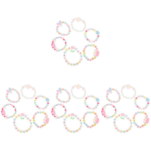 24Pz Braccialetti Per Bambini Elastici Colorati Set Gioielli Moda 1
