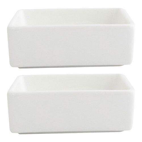 4St Witte Keramische Puddingkom Vierkant Ovenbestendig Elegant