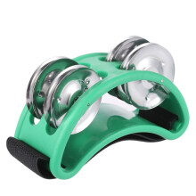 2St Groene Voet Percussie Tambourijn Met Nickel Metaal Jingle Bells