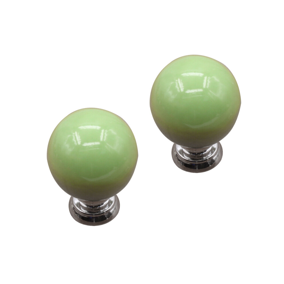 4Szt Ceramiczne Uchwyty OkrąGłE Do Drzwi I Szuflad Zielone-image