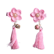 2Pares Presilhas Rosa Para Com Design Chinês E Franjas