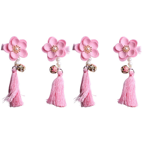 2Pares Presilhas Rosa Para Com Design Chinês E Franjas 1