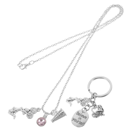 3Conjuntos Conjunto Preto E Prateado Cheerleader Com Pingente Trompete 2