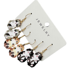 3 Pairs Fashionable Cat Earrings Cartoon Animal Ear Pendant-2