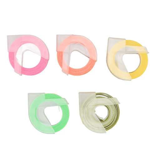 5Pcs 3D Embossing Label Tapes, 9mm x 3m, Self Adhesive for Label Makers 1