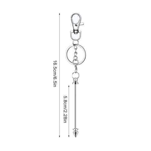 Assorted Pack of 10 Silver Blank Keychain Rods with Colorful 2
