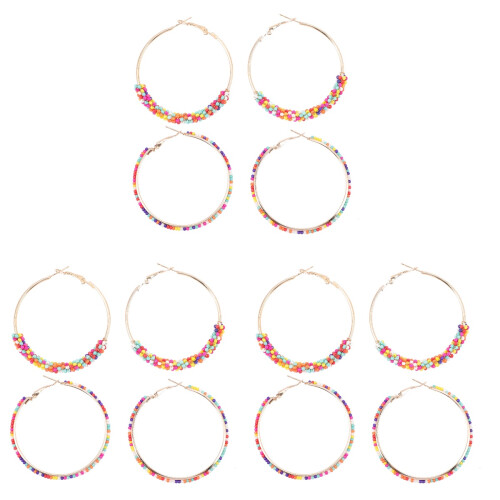 6Paare Bohemian Bead Loop Ohrringe Offene Form Schmuck 1
