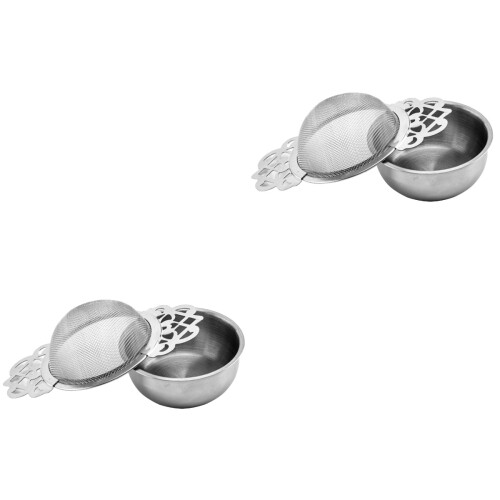 2Stk Silberne Tee-Infuser Aus Mit Und Auffangschale 2