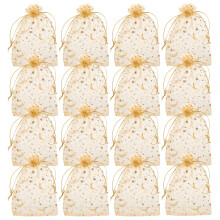 200Stk Organza Geschenkbeutel Mesh Gold Kordelzug Schmuckbeutel