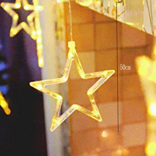 Ζεστά λευκά φώτα LED με αστέρια, κρεμαστά διακοσμητικά με τηλεχειριστήριο για 1