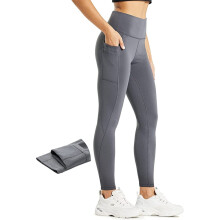 Leggings foderati in pile da donna, pantaloni da yoga termici caldi e antivento in tessuto elasticizzato con tasche, pantaloni da allenamento a vita