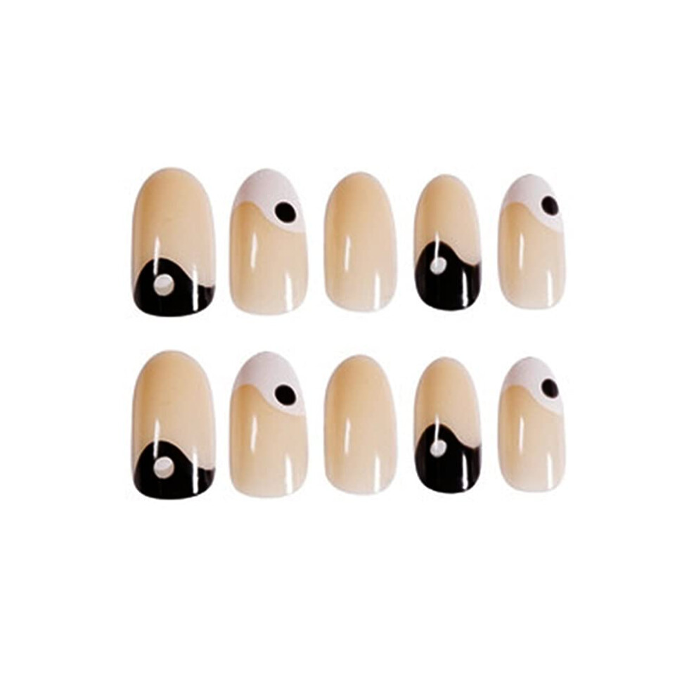 Almond Shaped Press On Nails, Ballet French Color, 24 Pieces In 12 Varied Sizes, Reusable For Multiple Occasions, Easy To Customize, Salon-Quality