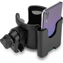 Portabicchieri antiscivolo per sedie a rotelle e deambulatori: presa sicura e utilizzo versatile, dimensioni regolabili e facile installazione.