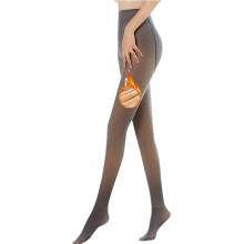 Collant caldi da donna, collant termici morbidi e spessi con interno foderato in pile, leggings a vita alta con design traslucido per l'inverno,