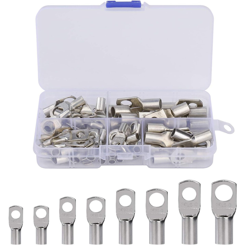 Cable Lug, Conductive Craftsmanship For Tubular Ring Terminals, High Temperature Durability With Easy Wire Insertion, Tin Plated Copper Lugs For 9128293962346