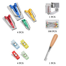 Kit para hacer bies, prensatelas ajustable para dobladillos y acolchado, mitades perfectas automáticamente, crea ribetes personalizados para