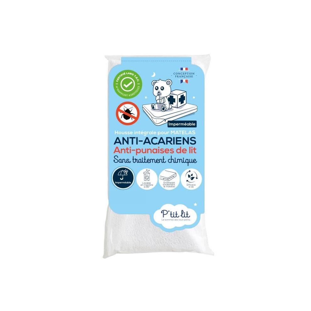 P'tit Lit Full Mattress Cover Waterproof - Bed Bug Proof - 70X140x15 Cm - Zip Closure - No Chemical Treatment